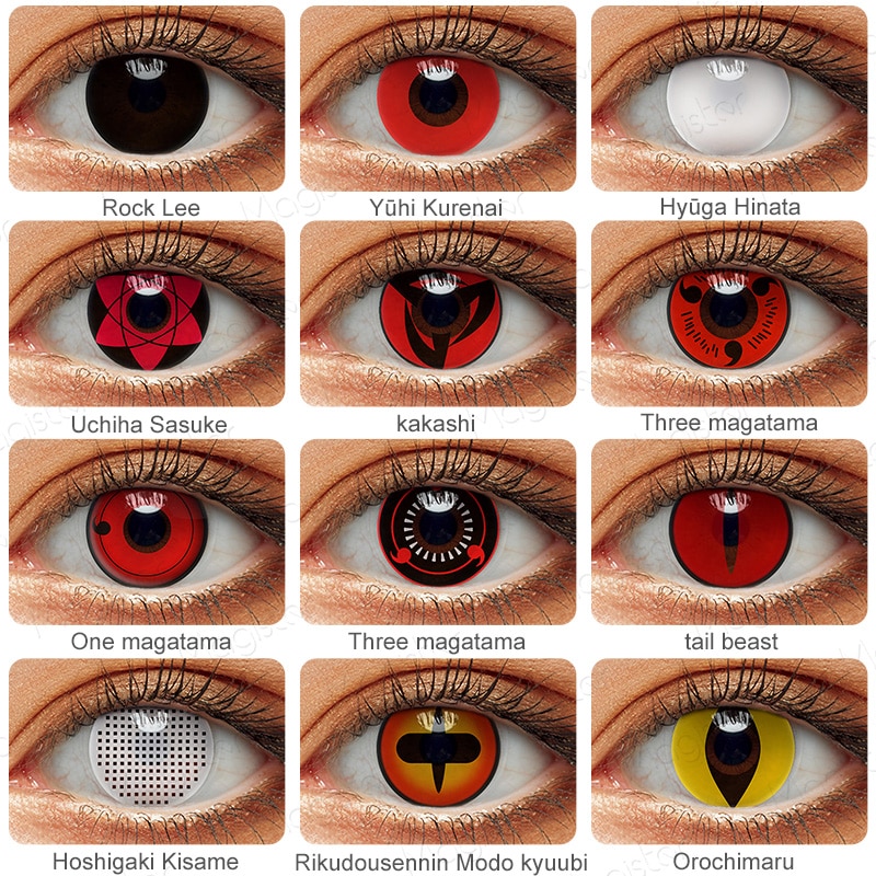 Naruto – 2pcs/pair Different Characters Themed Cosplay Eye Lenses (10+ Designs) Cosplay & Accessories