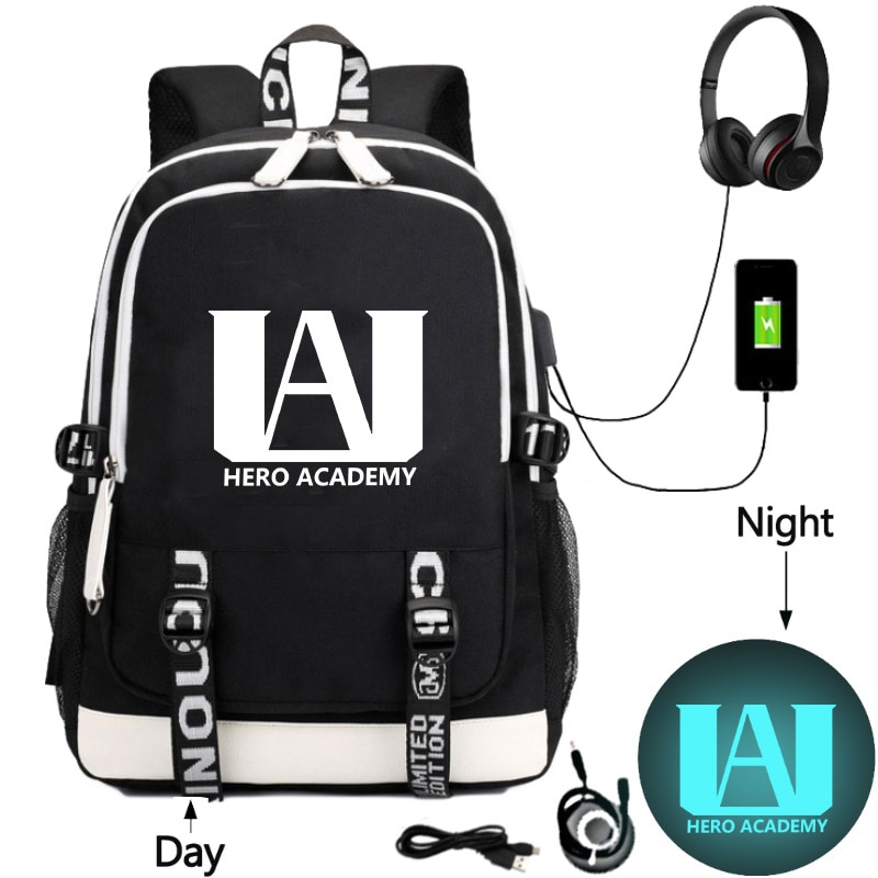 My Hero Academia – Unique Luminous Backpack with Charging and Headset Ports (2 Designs) Bags & Backpacks