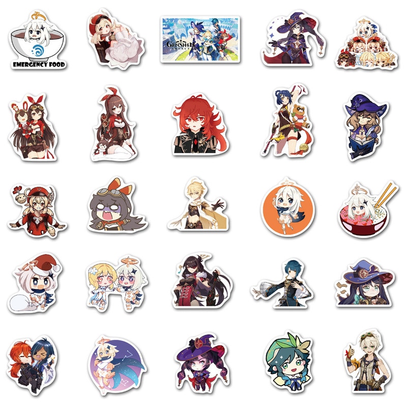 Genshin Impact – All-in-One Characters Themed Pack of Stickers (10/50 Pieces) Posters