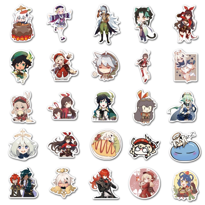 Genshin Impact – All-in-One Characters Themed Pack of Stickers (10/50 Pieces) Posters