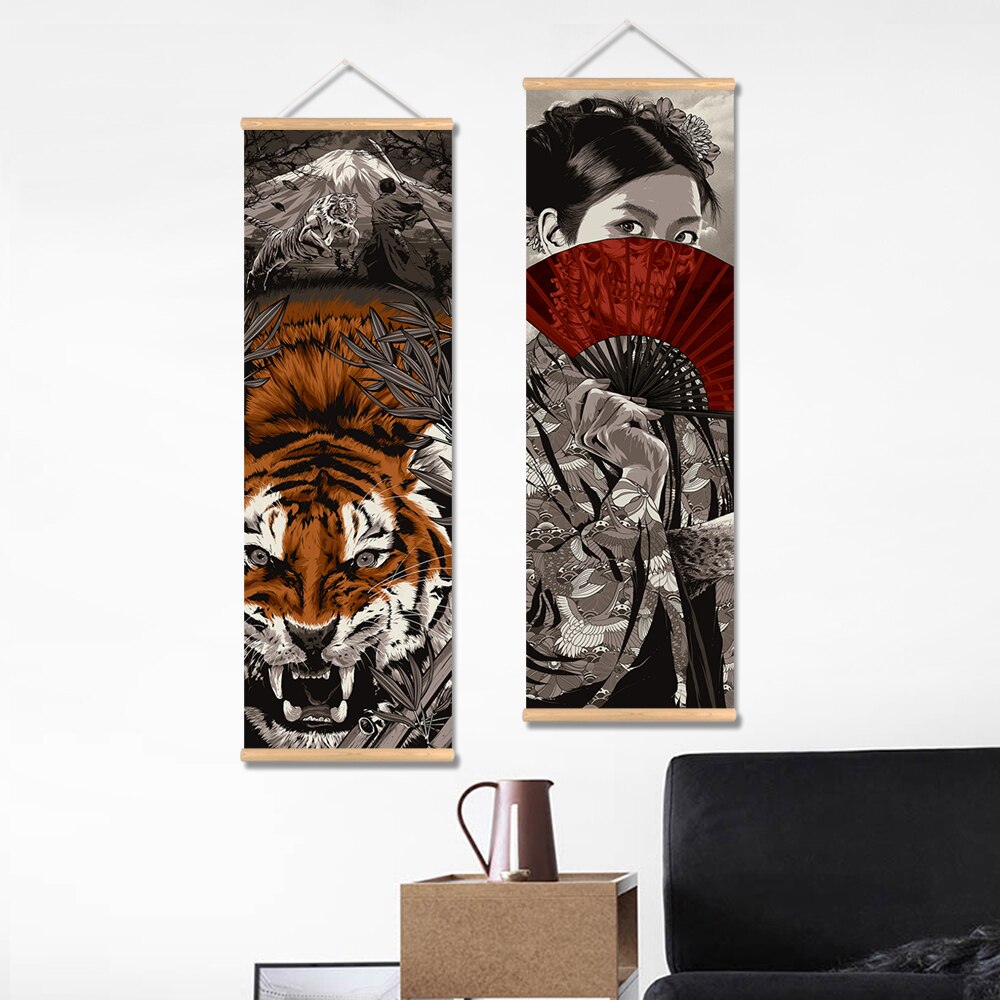 Japan Traditional and Cultural Canvas Scroll Paintings (5 Designs) Posters