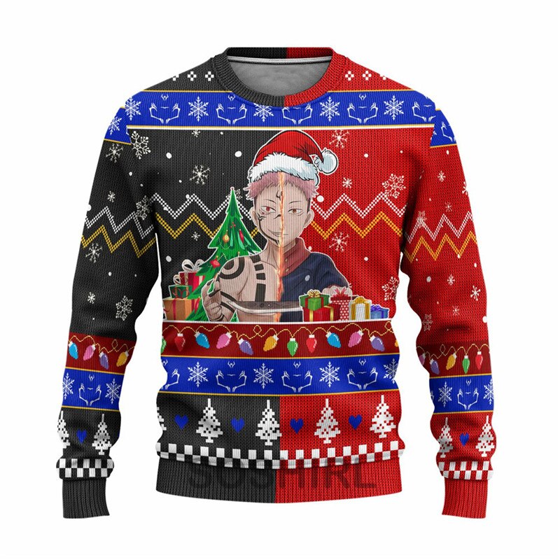 Jujutsu Kaisen – Different Badass Characters Christmas Themed Sweaters (9 Designs) Hoodies & Sweatshirts