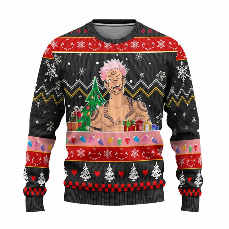Jujutsu Kaisen – Different Badass Characters Christmas Themed Sweaters (9 Designs) Hoodies & Sweatshirts