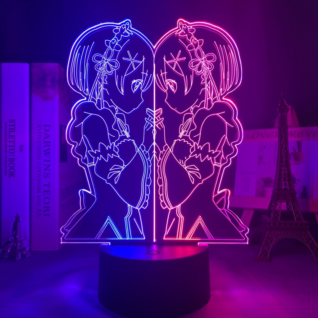 Re:Zero − Starting Life in Another World – Ram, and Rem Themed Beautiful LED Lighting Lamp (7/16 Colors) Lamps