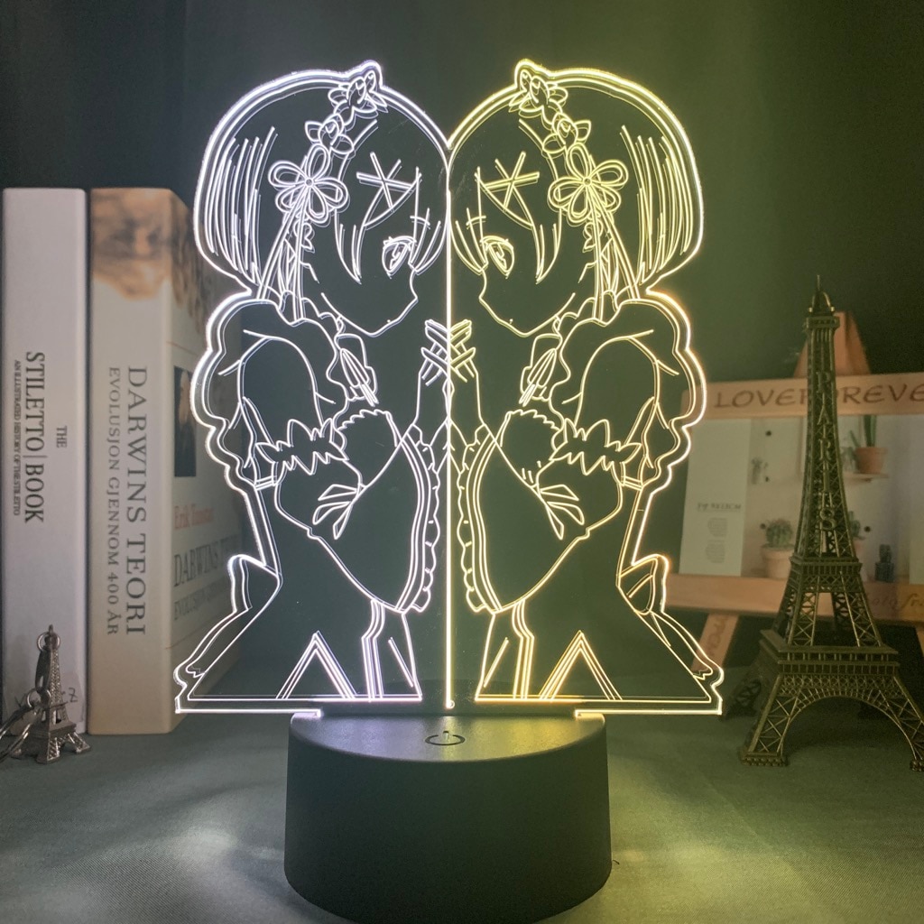 Re:Zero − Starting Life in Another World – Ram, and Rem Themed Beautiful LED Lighting Lamp (7/16 Colors) Lamps