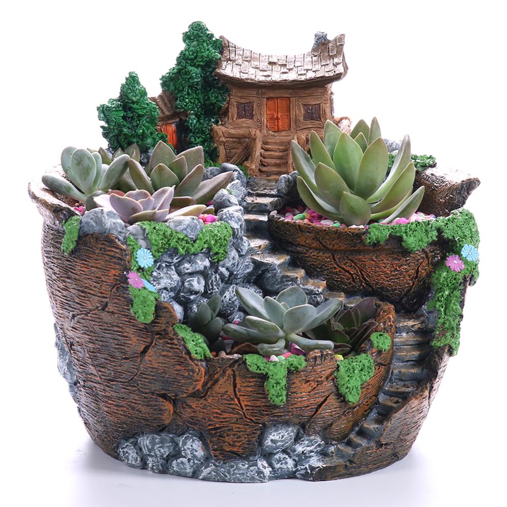 Stone Huts Themed Premium and Beautiful Flower Pots (3 Designs) Action & Toy Figures