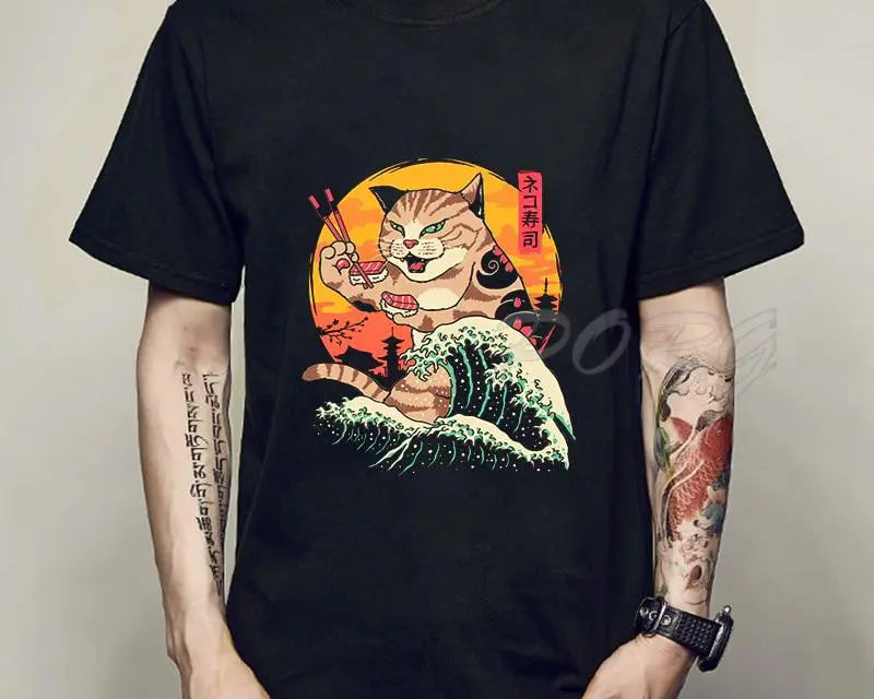 Japanese Cat Themed Casual T shirts 10 Designs WH 6 M