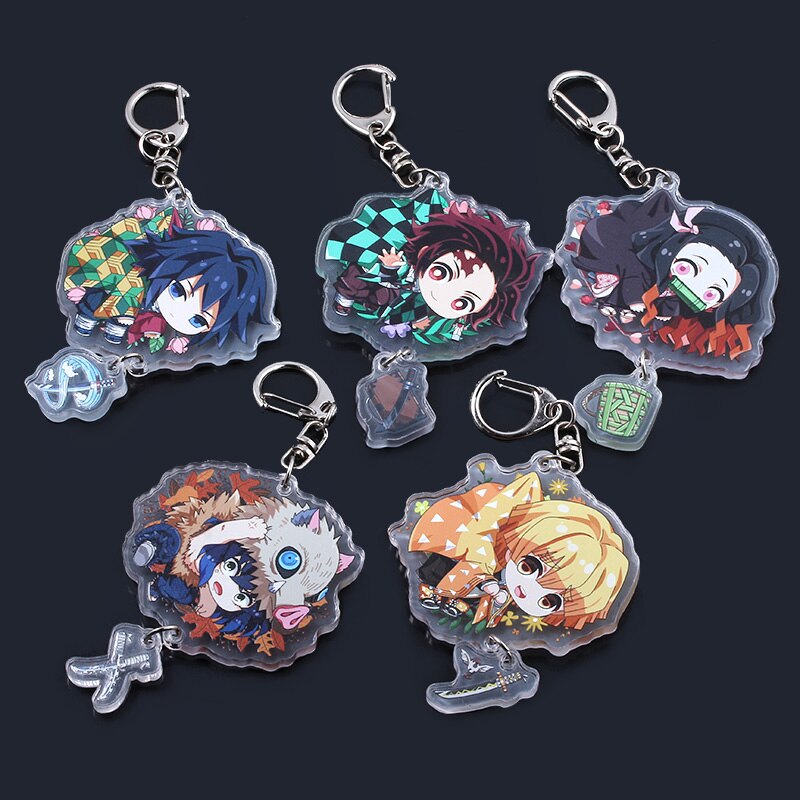 Demon Slayer – Different Cute Characters Themed Two-Sided Keychains (Set of 23 Keychains) Keychains