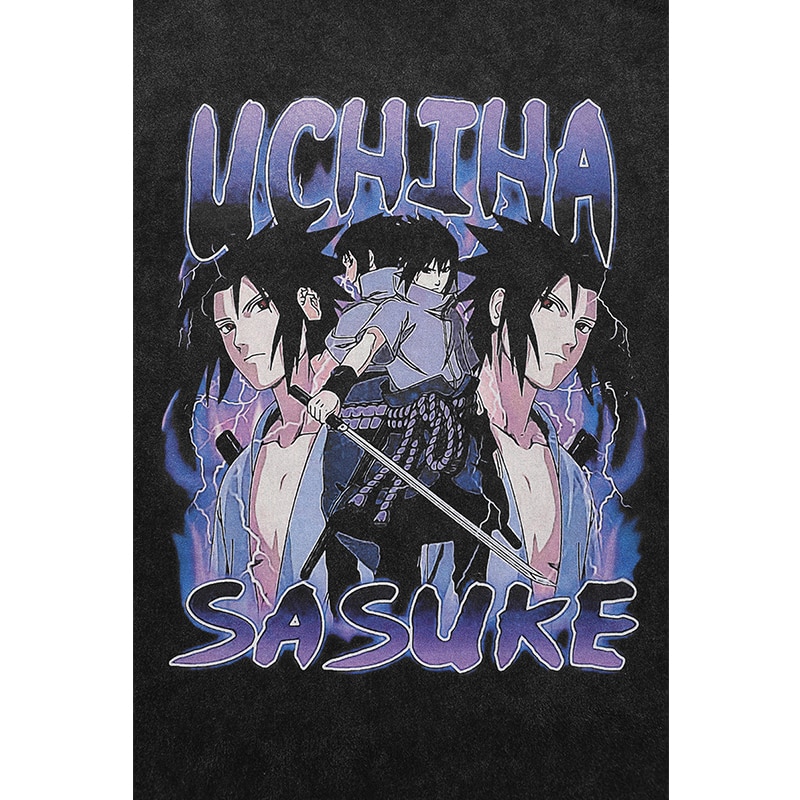 Naruto – Uchiha Sasuke Themed Badass Oversized T-Shirt T-Shirts & Tank Tops