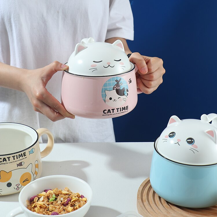 Wholesome Cats Themed Japanese Style Large Bowl Mugs (7 Designs) Mugs