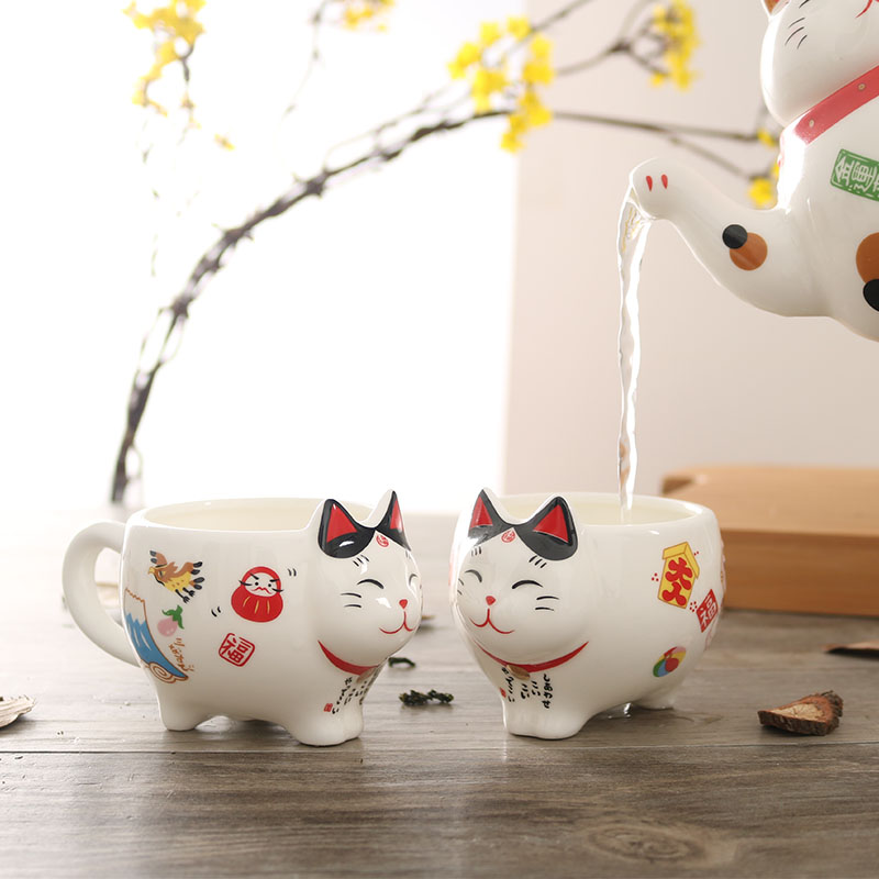 Japanese Traditional Styled Cats Themed Tea Set (3 Designs) Mugs