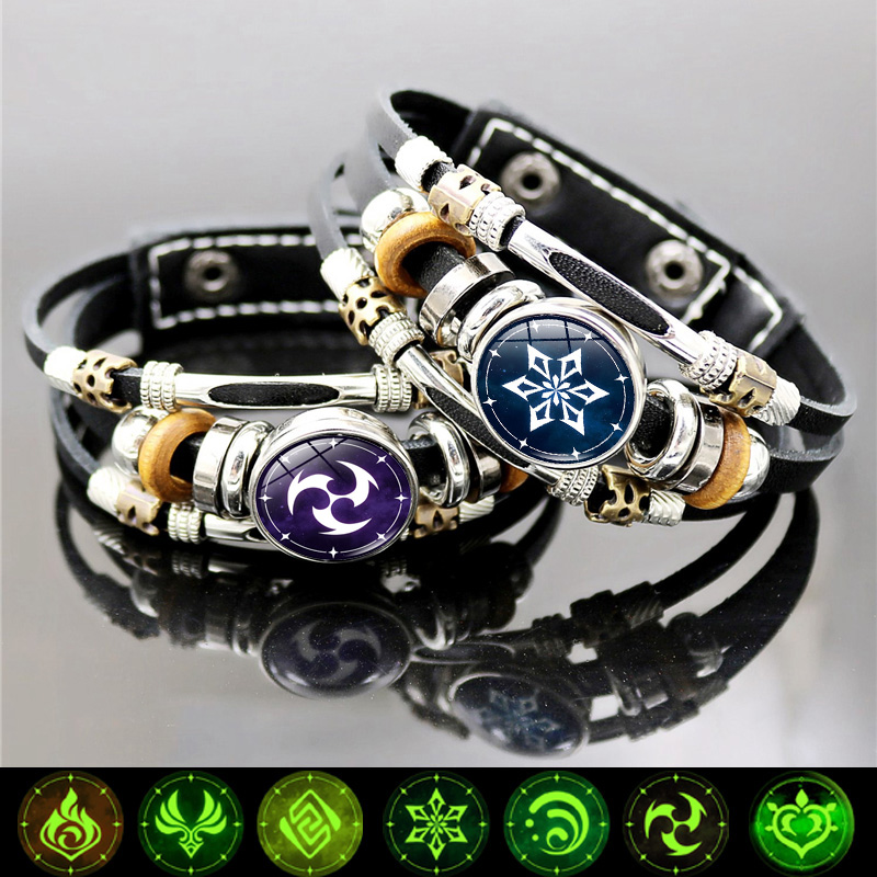 Genshin Impact – God’s Eyes Themed Premium Leather Bracelets (7 Designs) Bracelets