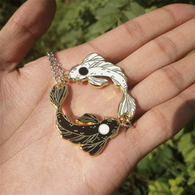 The Beautiful Yin Yang Themed Fish Necklace (2 Colors) Pendants & Necklaces