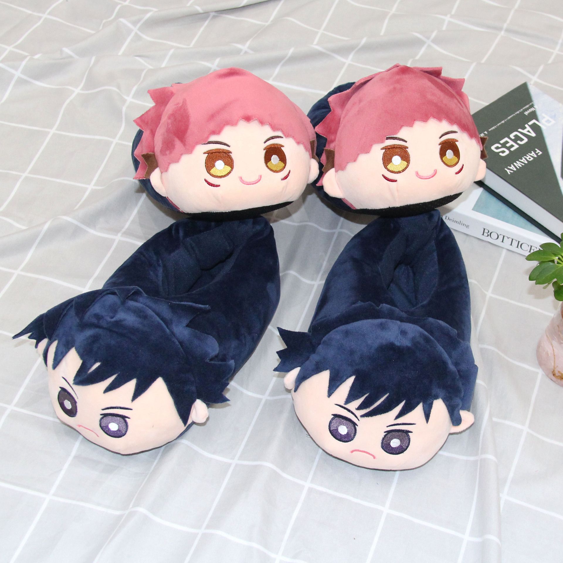 Jujutsu Kaisen – Megumi and Itadori Themed Cute Plush Slippers (2 Designs) Shoes & Slippers