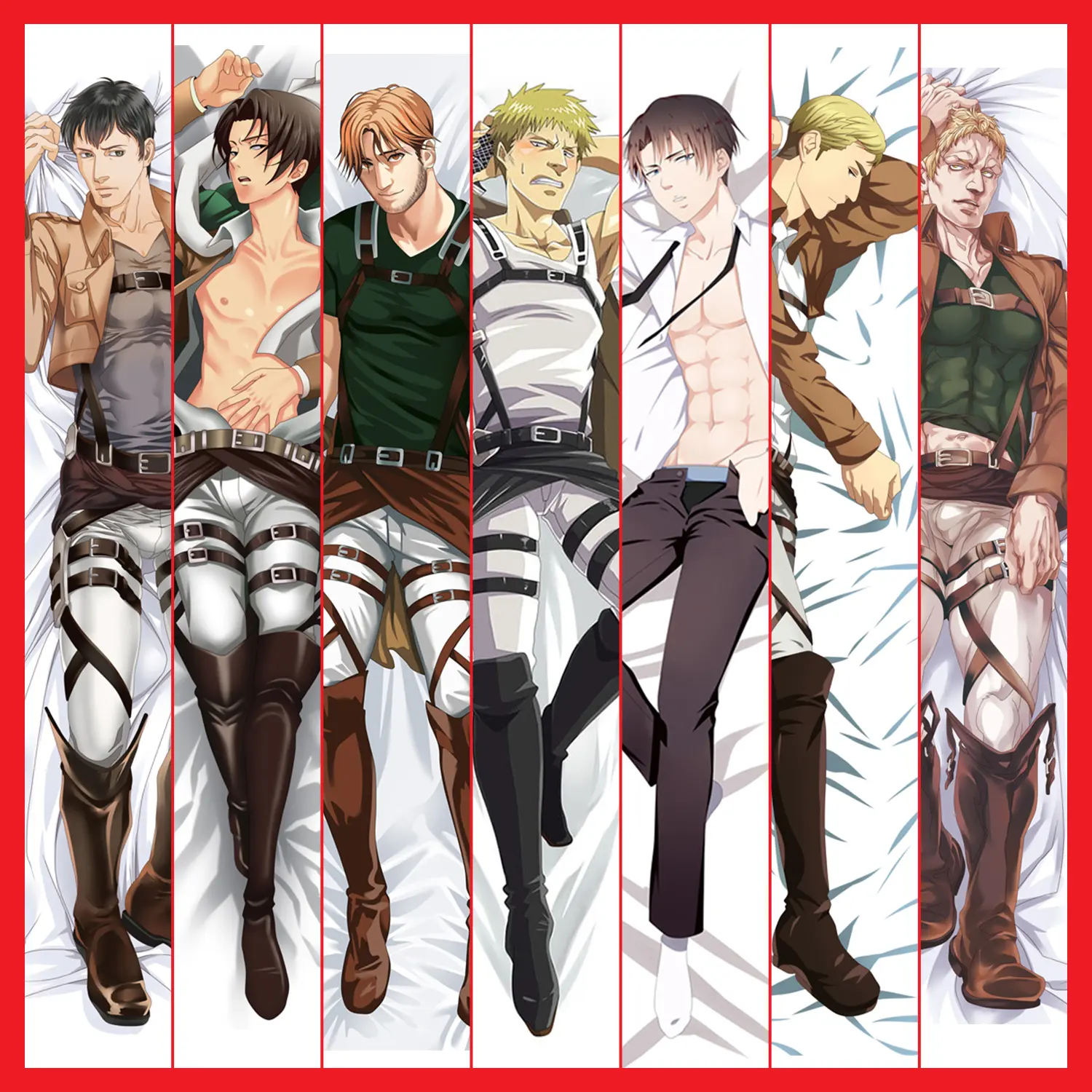 Attack on Titan – Different Hot Male Characters Themed Dakimakura Hugging Body Pillow Covers (8 Designs) Bed & Pillow Covers