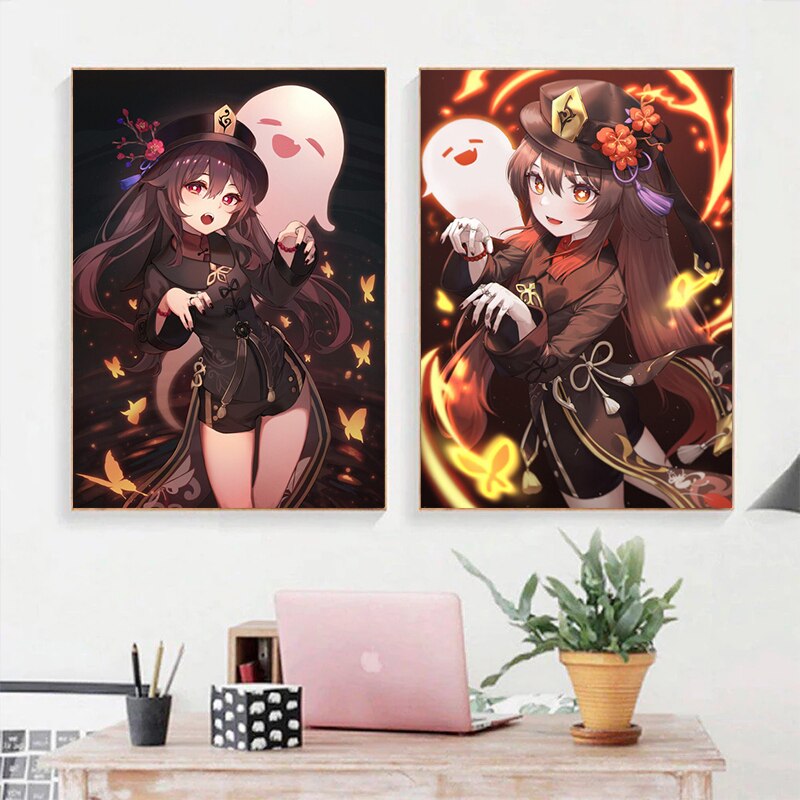 Genshin Impact – Hu Tao Themed Cute Canvas Posters (20+ Designs) Posters
