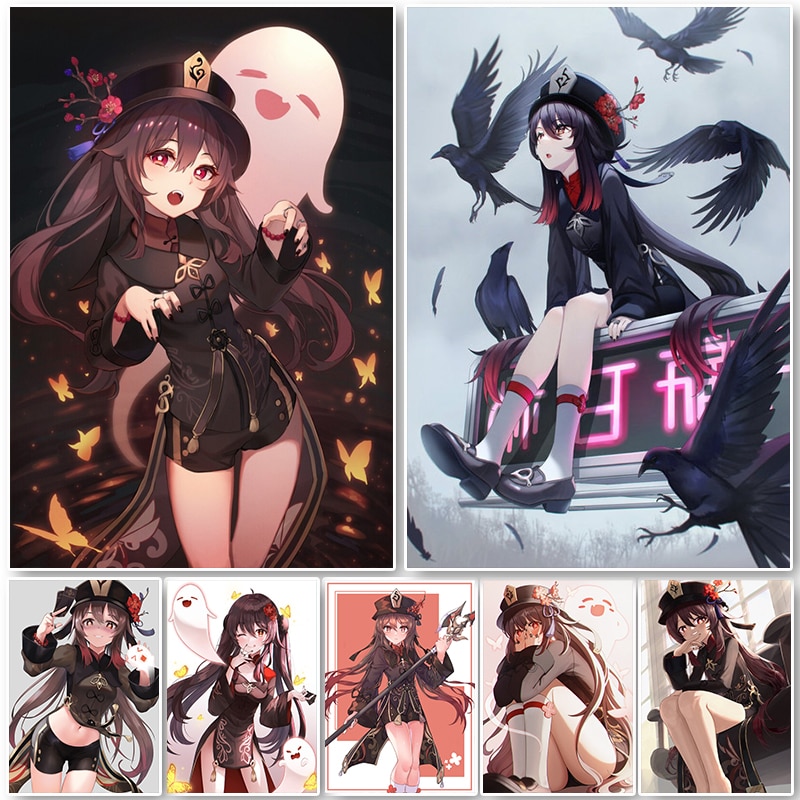 Genshin Impact – Hu Tao Themed Cute Canvas Posters (20+ Designs) Posters
