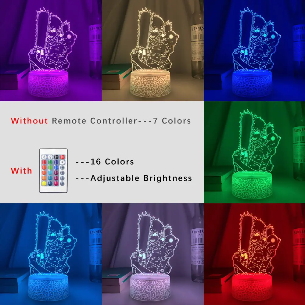 Chainsaw Man – Denji Themed Amazing 3D LED Night Lamp (6 Colors) Lamps