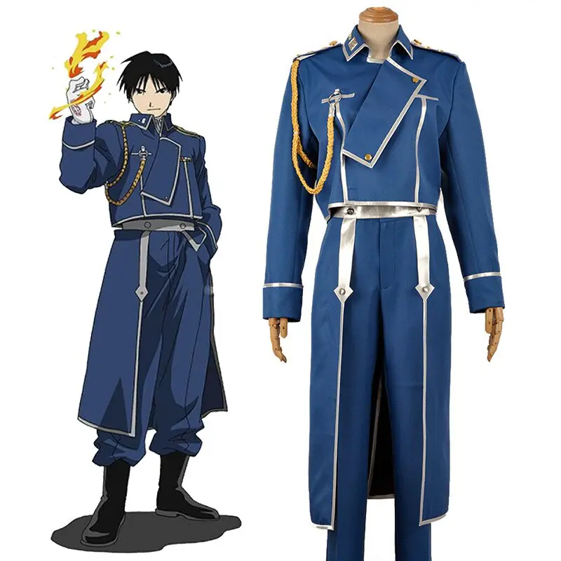 Anime Fullmetal Alchemist Cosplay Roy Mustang Costumes Military Uniform Suit Coat + Pants + Apron Uncategorized