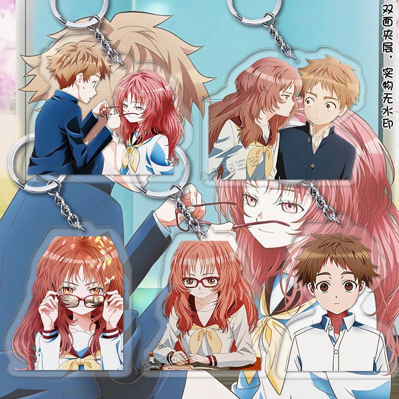 The Girl I Like Forgot Her Glasses Keychain Man Anime Acrylic Key Chain Women Key Holder Cute Couples Keyring Alloy Porte Clef Uncategorized