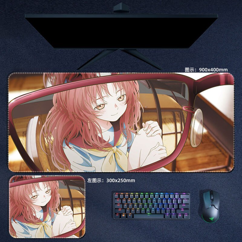 Anime The Girl I Like Forgot Her Glasses Mouse Pads Mie Ai Komura Kaede Large Mousepad Computer Padding Accessories Desk Mat XXL Uncategorized