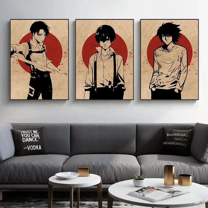 Canvas Painting Japan Anime Death Note My Hero Academia Tokyo Ghoul Demon Slayer Gintama JOJO Lelouch Attacking Giant Posters Uncategorized