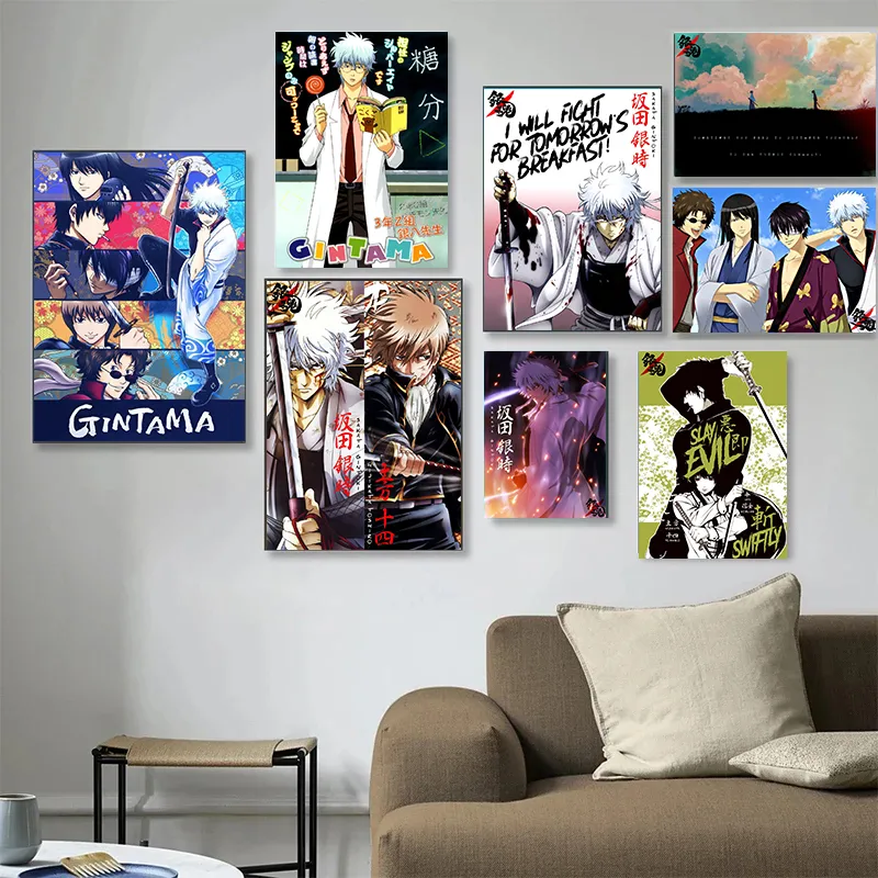 Japanese Anime Poster Vintage Gintama Classic Canvas Painting Printed Wall Paper Stickers Home Living Room Decor Cuadros Uncategorized