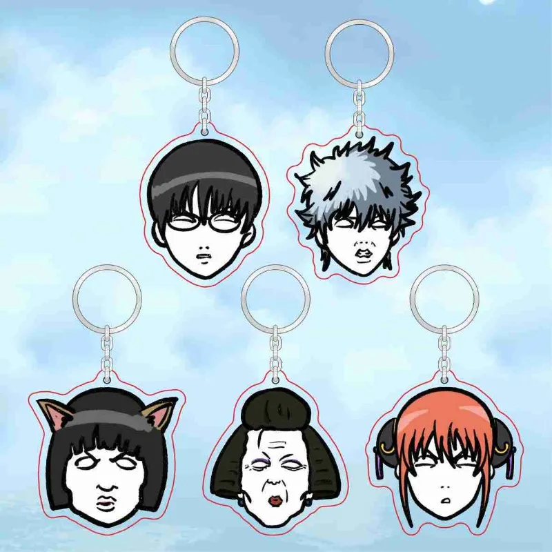 GINTAMA Meme Series Anime Keychain Woman Sakata Gintoki Kagura Acrylic Key Man Chain Bag Pendant Bag Ornament Kawaii Accesorios Uncategorized