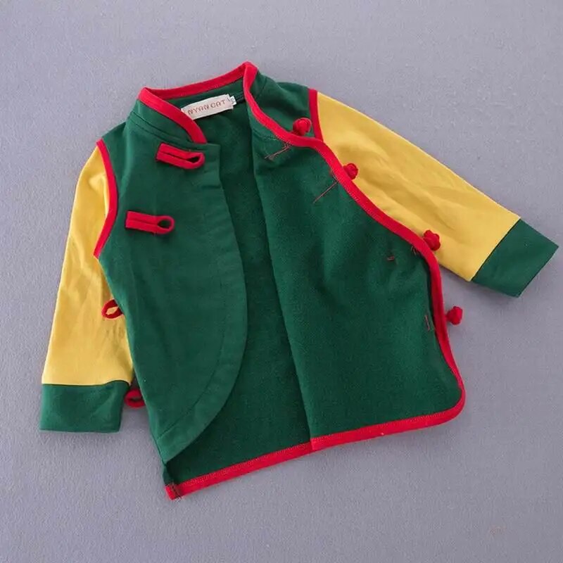 Baby Boy T-shirt Girls Coat Green Orange Chinese style Long Sleeve T-shirt Baby Spring Autumn Clothes E18211 Uncategorized