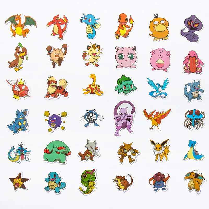 Pokemon – 50/100Pcs Pikachu Skateboard Waterproof Stickers For Bicycle,Guitar and Laptop